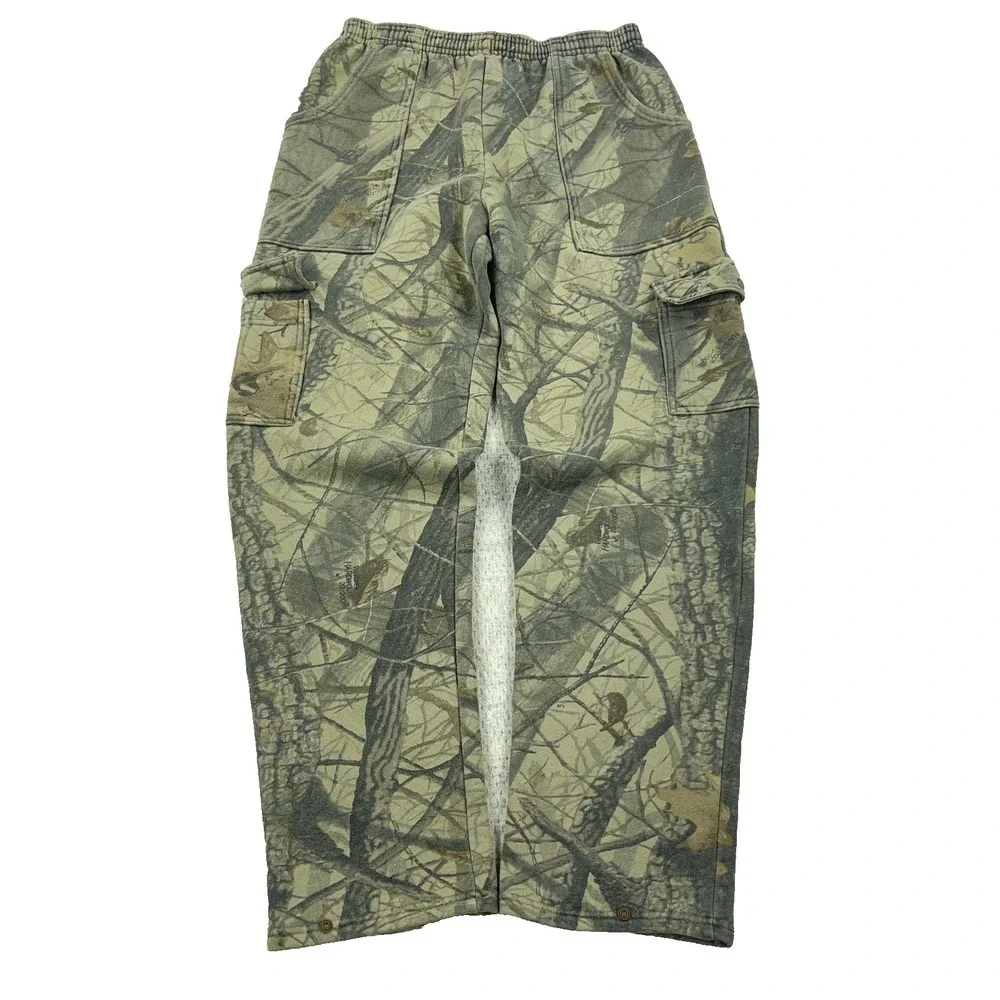 Vintage Jerzees Camo Sweatpants Men‎ Medium Cargo Jogger 90s Y2K USA Hardwoods